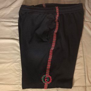 Gucci Mens Interlocking G Track Pants Medium Black Red Side Stripe Mesh Joggers